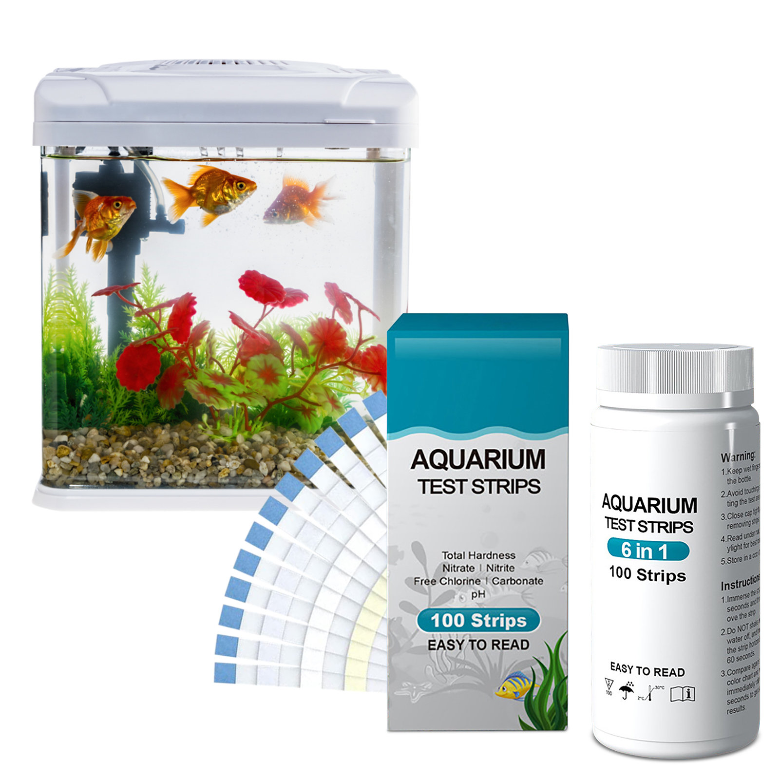 Aquarium Fish Quality - 100 sztuk 6-w-1 zestaw pasków testowych